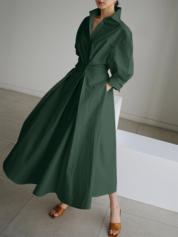 Women's Long Striking Flowing Shirt Dress
