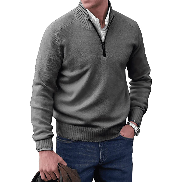 Men's Classic Long Sleeves Quarter Zipper Up Sweater