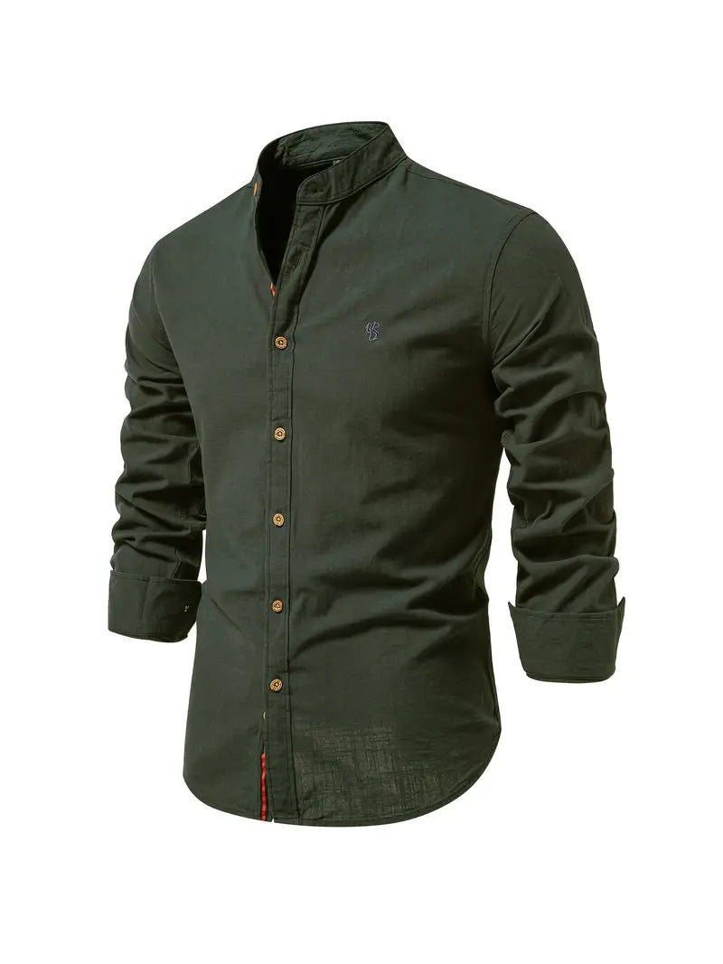 Casual Buttons Shirt with Stand-aup Collar