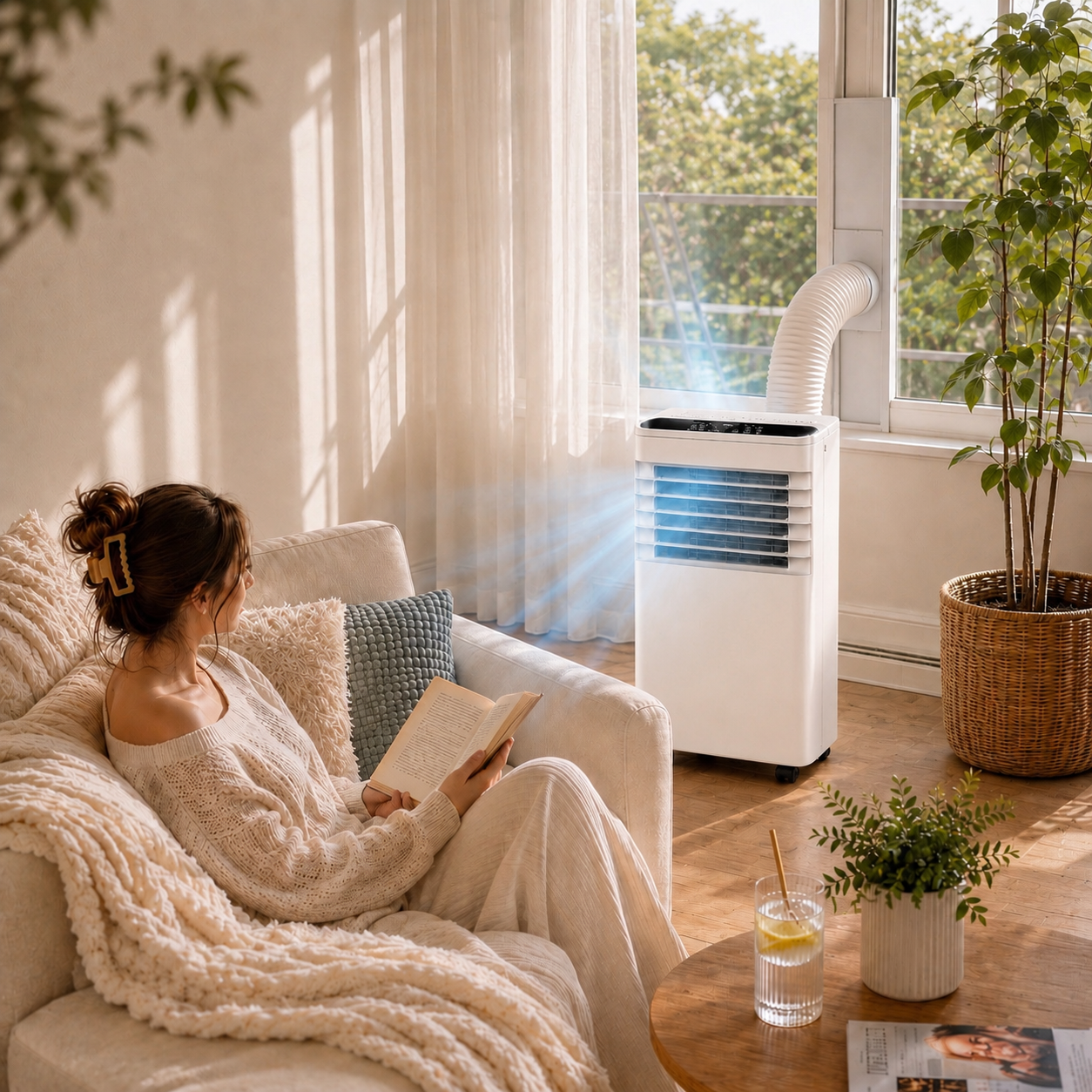 Portable Air Conditioner 7000 BTU 4-in-1 Cooling Heating Fan Dehumidifier
