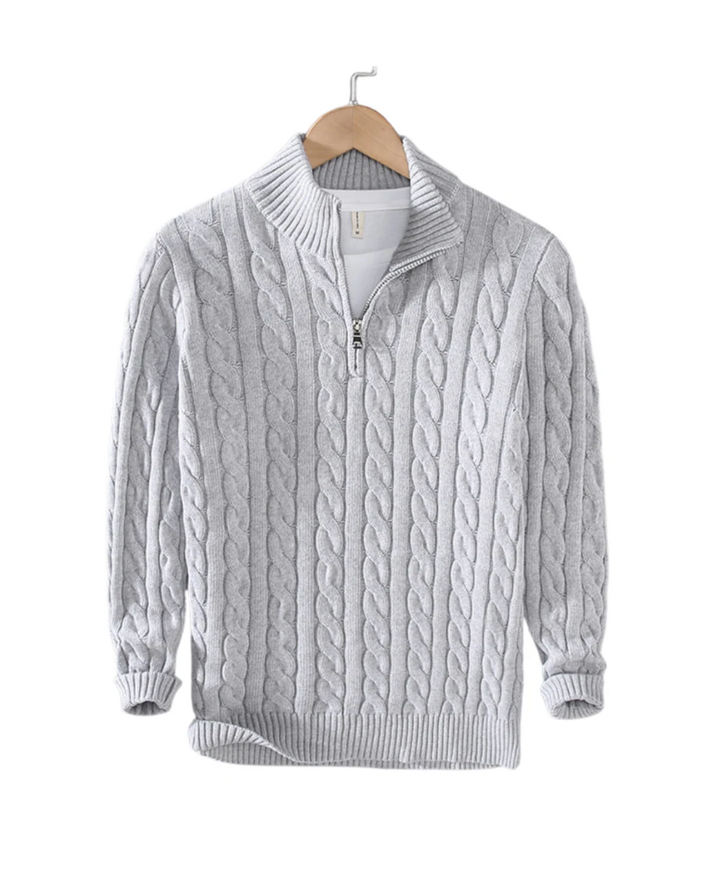 Men's Classic Half Zip Sweater with Horizontal Stripe Design