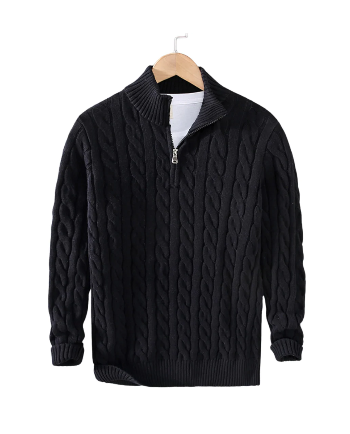 Men's Classic Half Zip Sweater with Horizontal Stripe Design