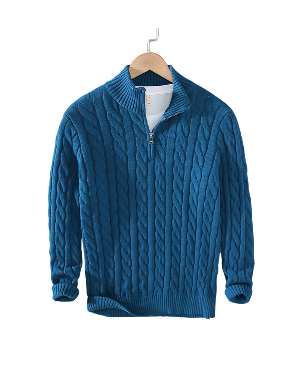 Men's Classic Half Zip Sweater with Horizontal Stripe Design