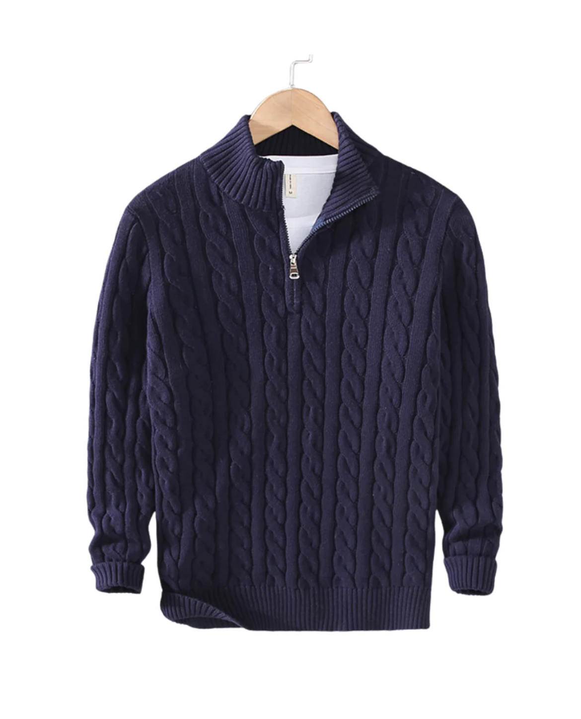 Men's Classic Half Zip Sweater with Horizontal Stripe Design