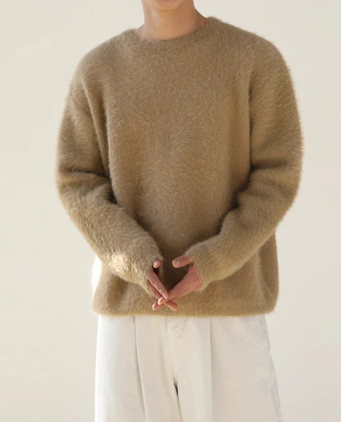 Versatile Long-Sleeve Knitted Crew Neck Sweater for Men