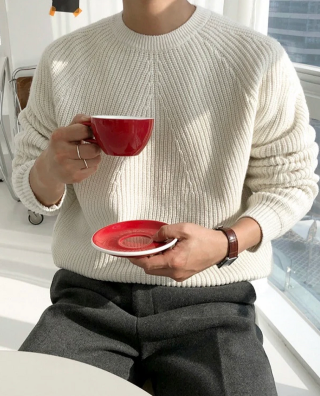 Men's Casual Plain Color Sleek Warm Sweater