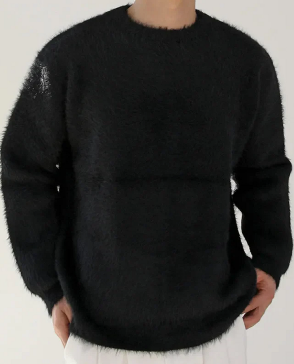 Versatile Long-Sleeve Knitted Crew Neck Sweater for Men