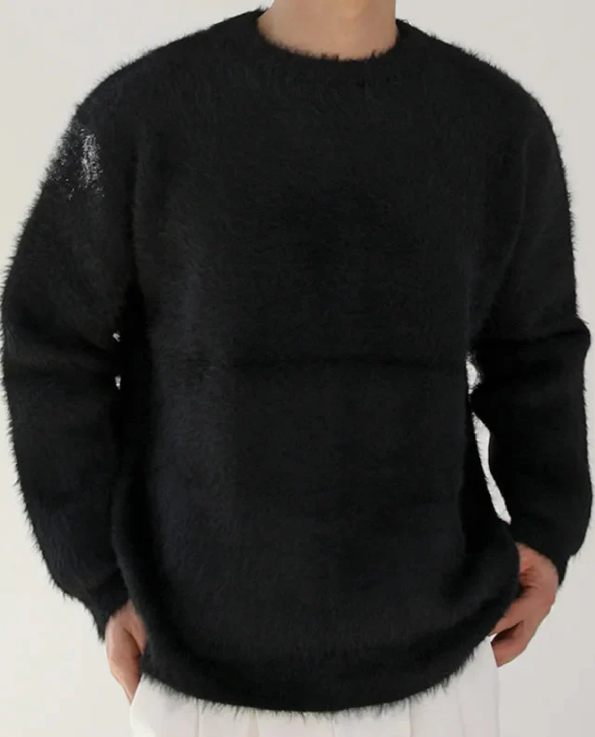 Versatile Long-Sleeve Knitted Crew Neck Sweater for Men