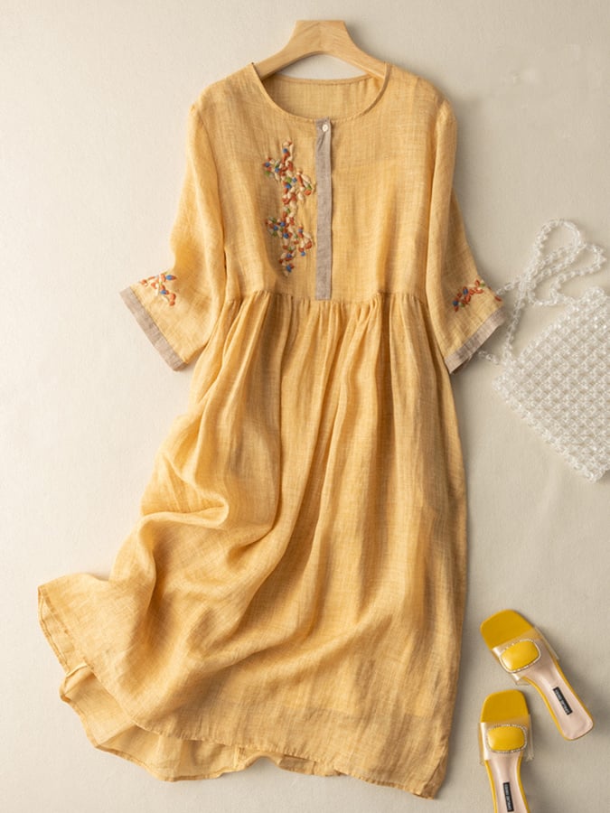Women's Fashion Sunny Flowing Embroidered Ethnic Dress