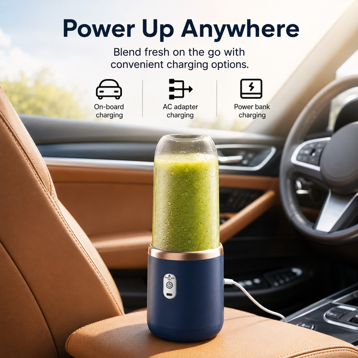 Portable USB Rechargeable Juicer Blender with 2 Cups