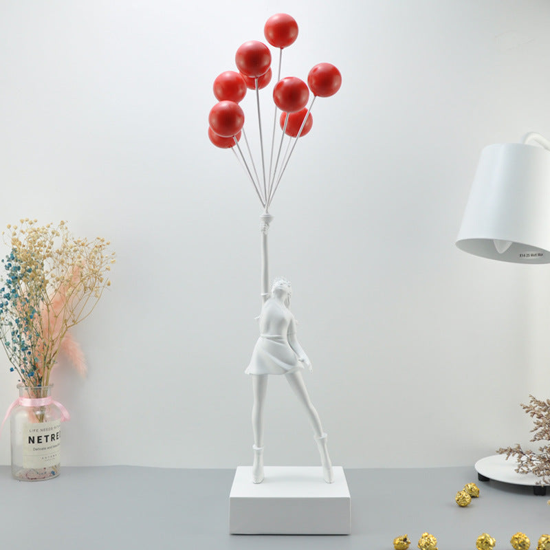 Minimalist Girl with Balloon Home Decor Statue