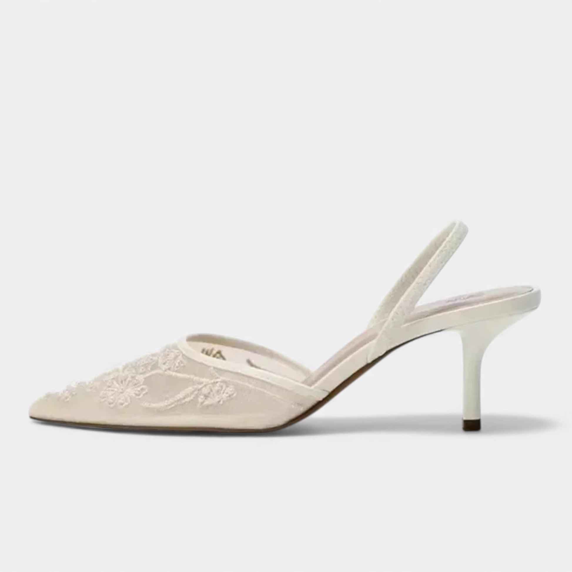 Women’s Statement Airy Embroidered Flower Mesh Sophisticated Heels