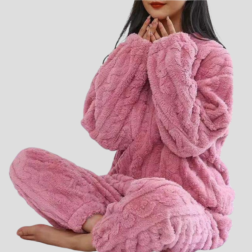 Women’s Fluffy Warm Soft Fleece Pajama Set