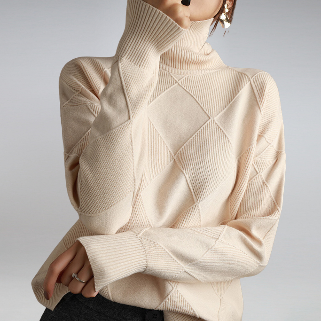 Women's Timeless Winter Outdoor Knit Sweater with Roll Neckline