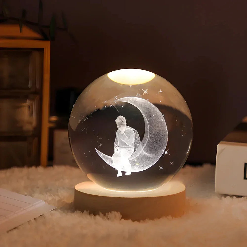 Ambient 3D Crystal Ball LED Night Light USB Lamp for Home Decor