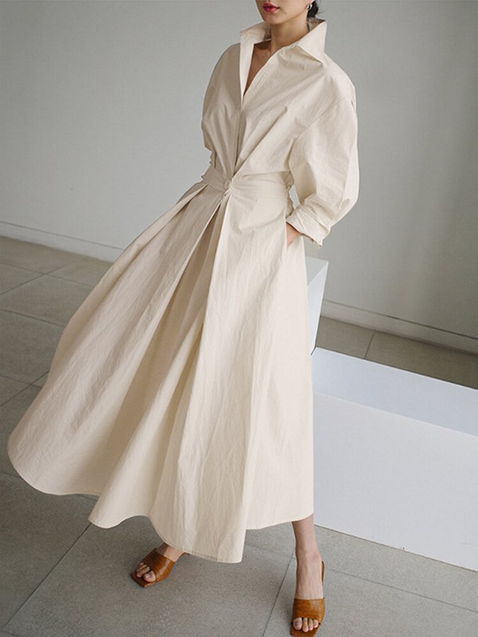 Women's Long Striking Flowing Shirt Dress