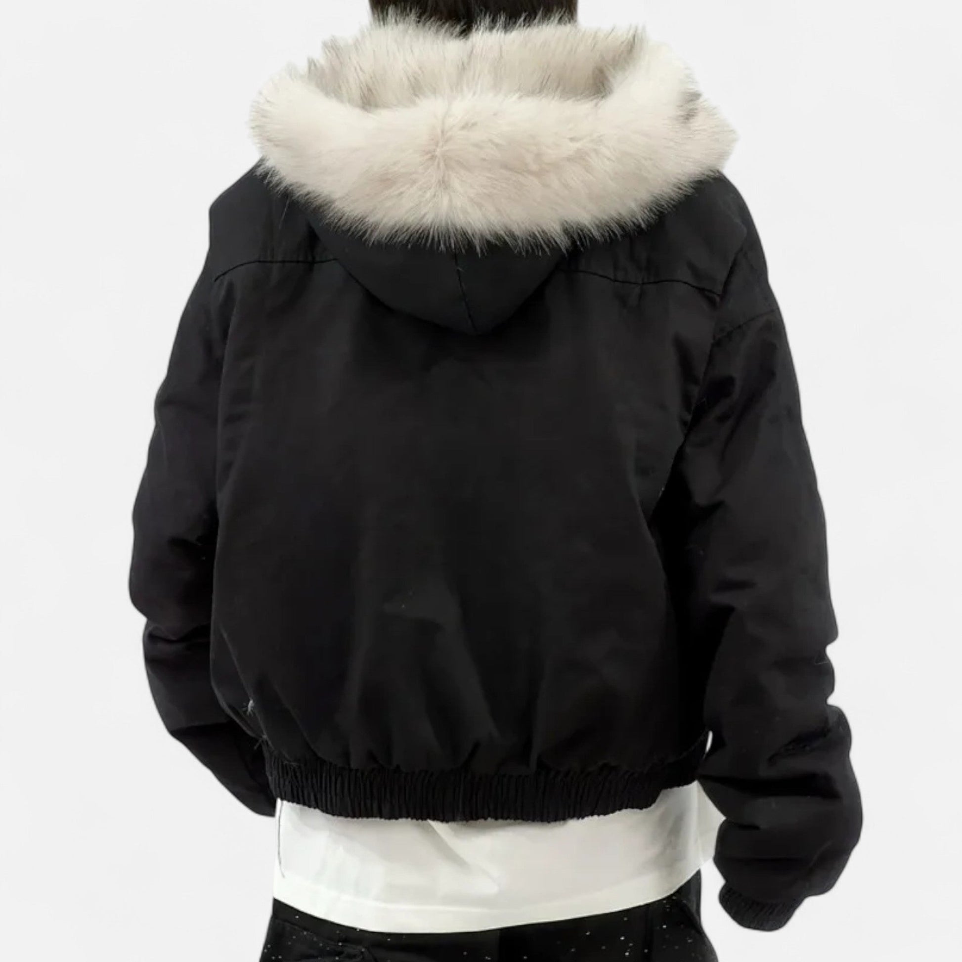 Women’s Retro Winter Fur Hooded Collar Thermal Coat with Functional Pockets and Zippers