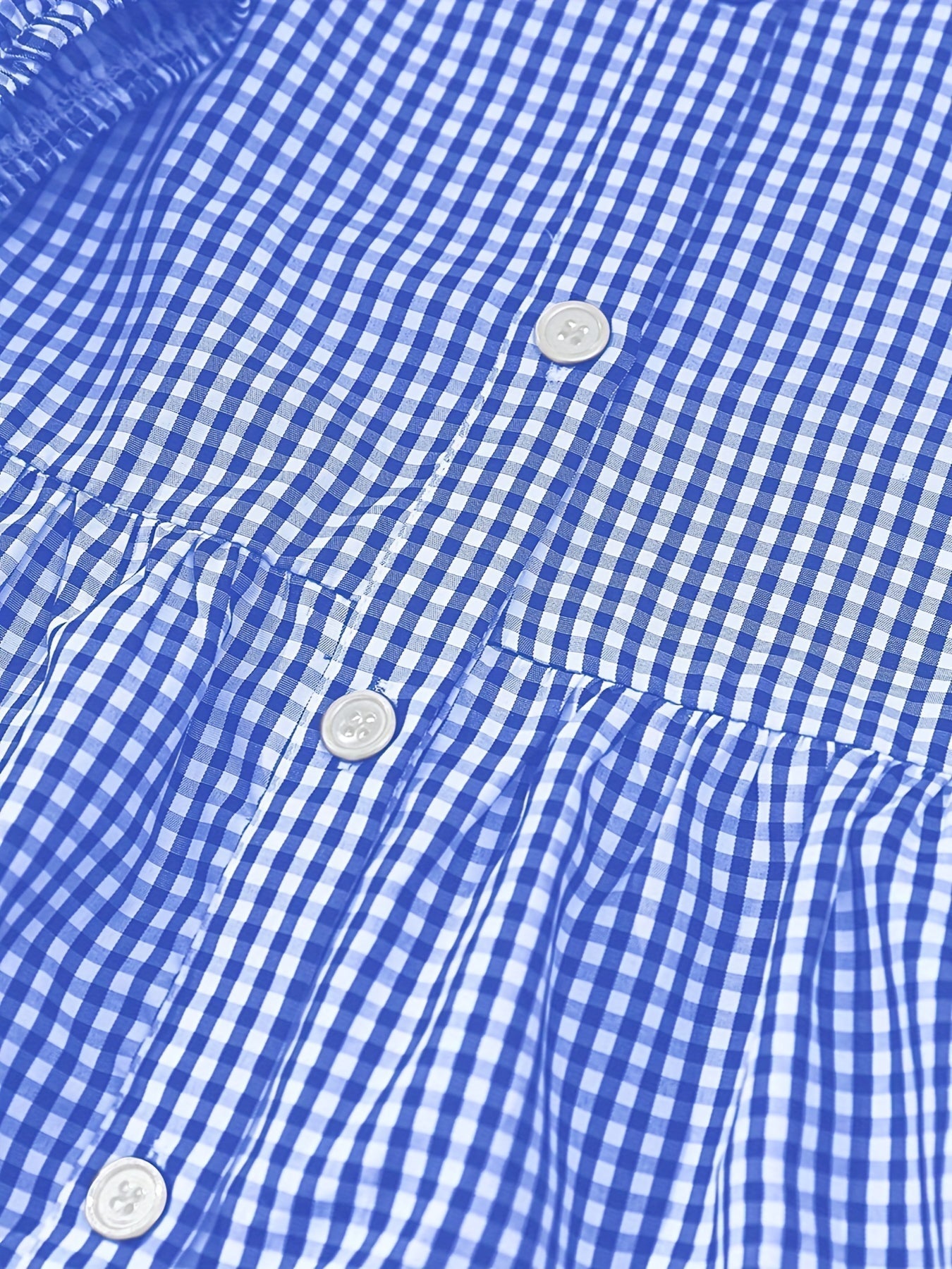 Women's Sunny Gingham Stripes Summer Dress with Airy 3/4 Puffed Sleeves