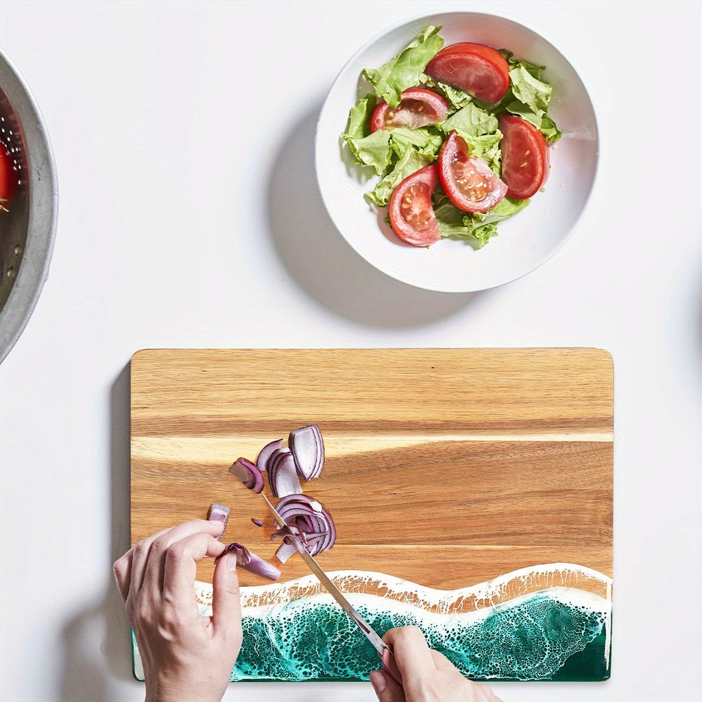 Charcuterie Board Ocean Resin Acacia Wood Cheese Serving Tray - Image 9