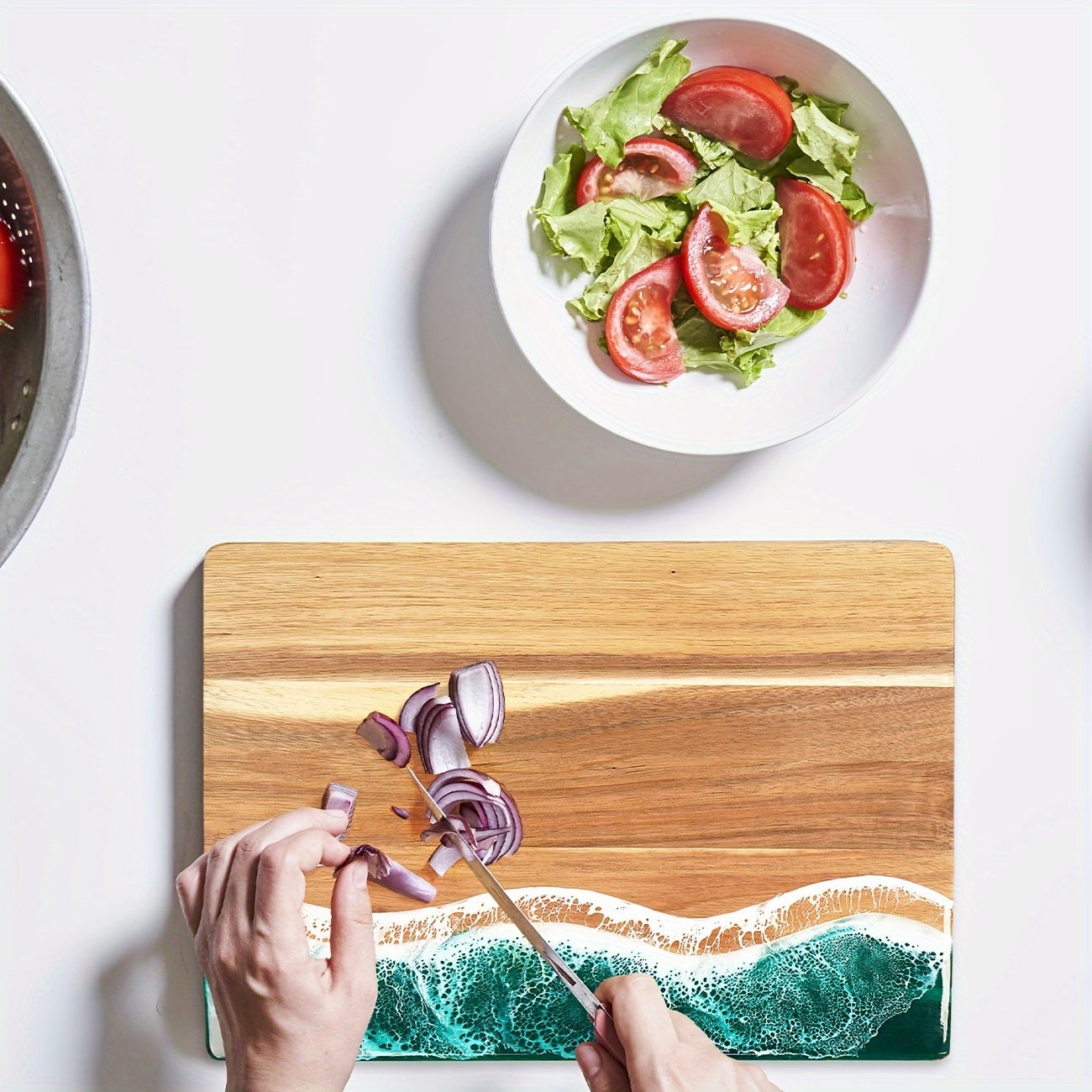 Charcuterie Board Ocean Resin Acacia Wood Cheese Serving Tray - Image 9