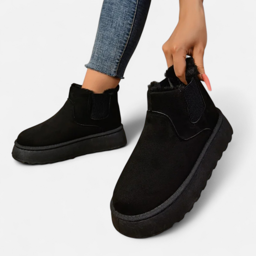 Women’s Timeless Short Plush Platform Chelsea Warm Ankle Boots