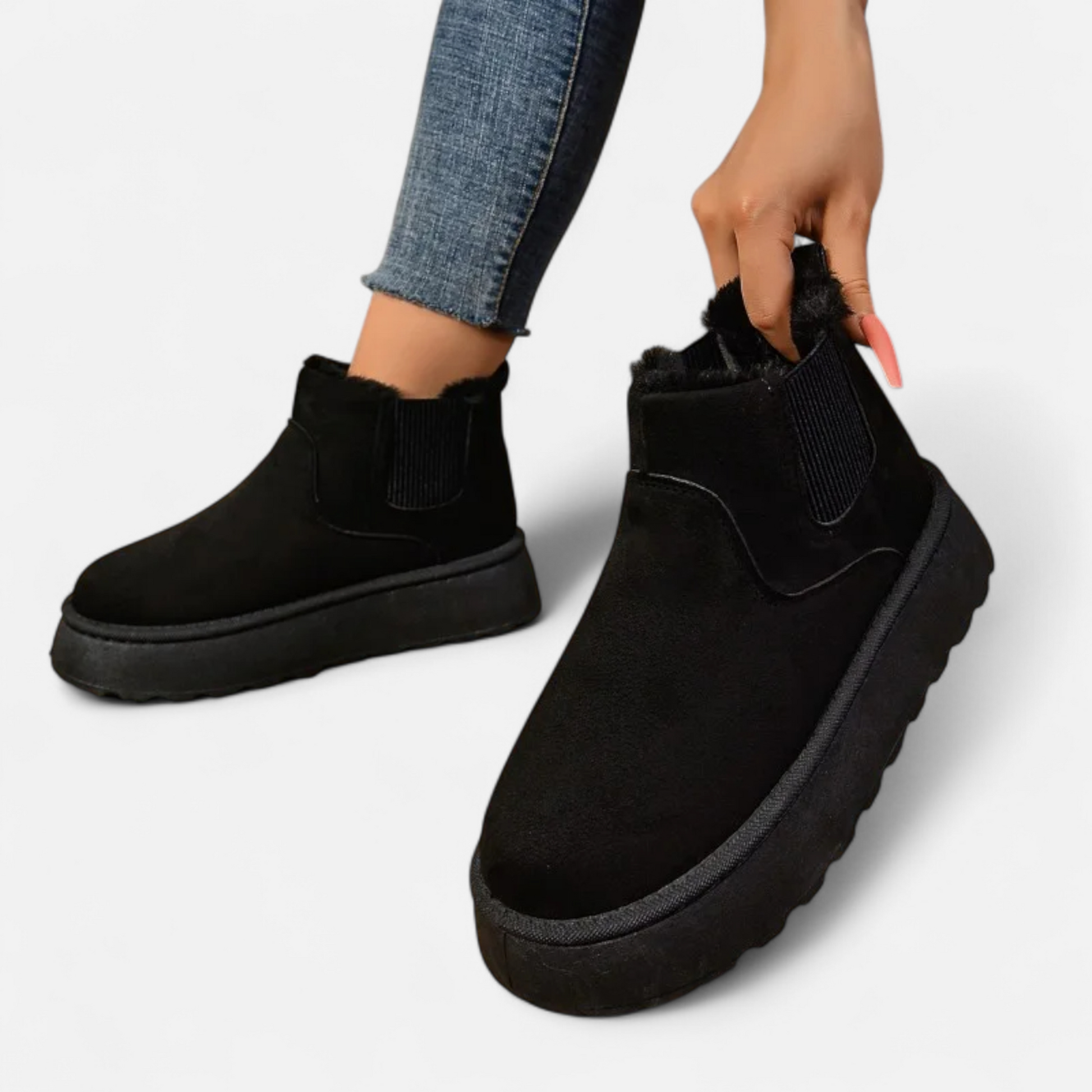 Women’s Timeless Short Plush Platform Chelsea Warm Ankle Boots