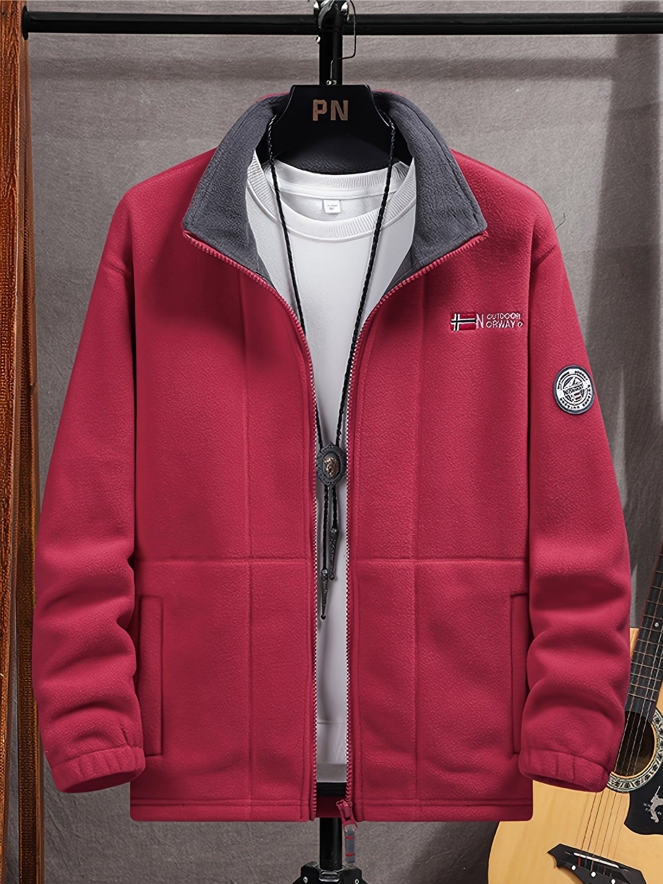 Men's Fashion Warm Outdoor Fleece Jacket with Protective Collar