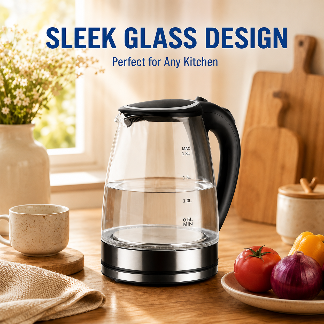 1.8L Electric Glass Kettle with LED Illumination