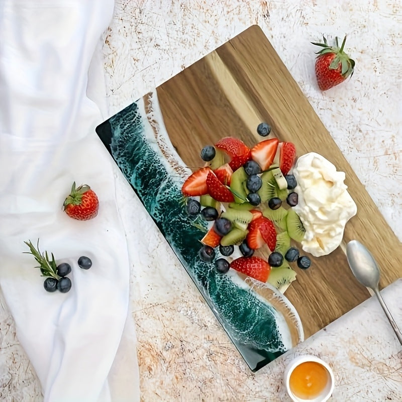 Charcuterie Board Ocean Resin Acacia Wood Cheese Serving Tray - Image 2