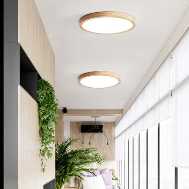 Round Flush Ceiling Light Minimalist Japanese-Inspired Design - Image 9