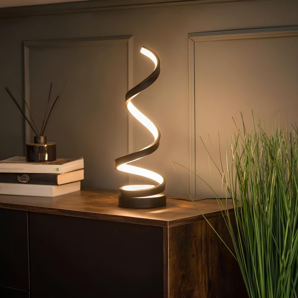 Modern Table Lamp Dimmable LED Spiral Bedside Desk Light USB Rechargeable - Image 2