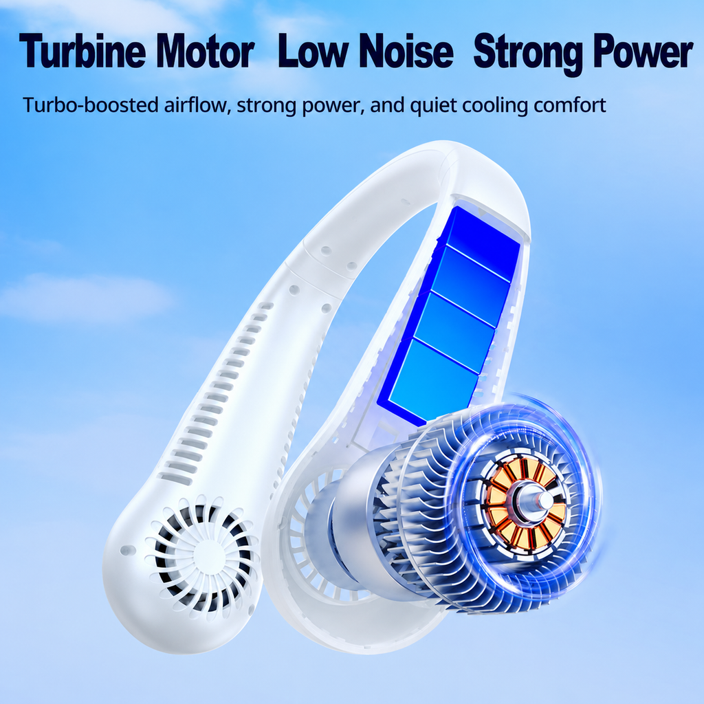 Portable Neck Fan Bladeless Wearable Hands-Free Cooling 5-Speed LED Display
