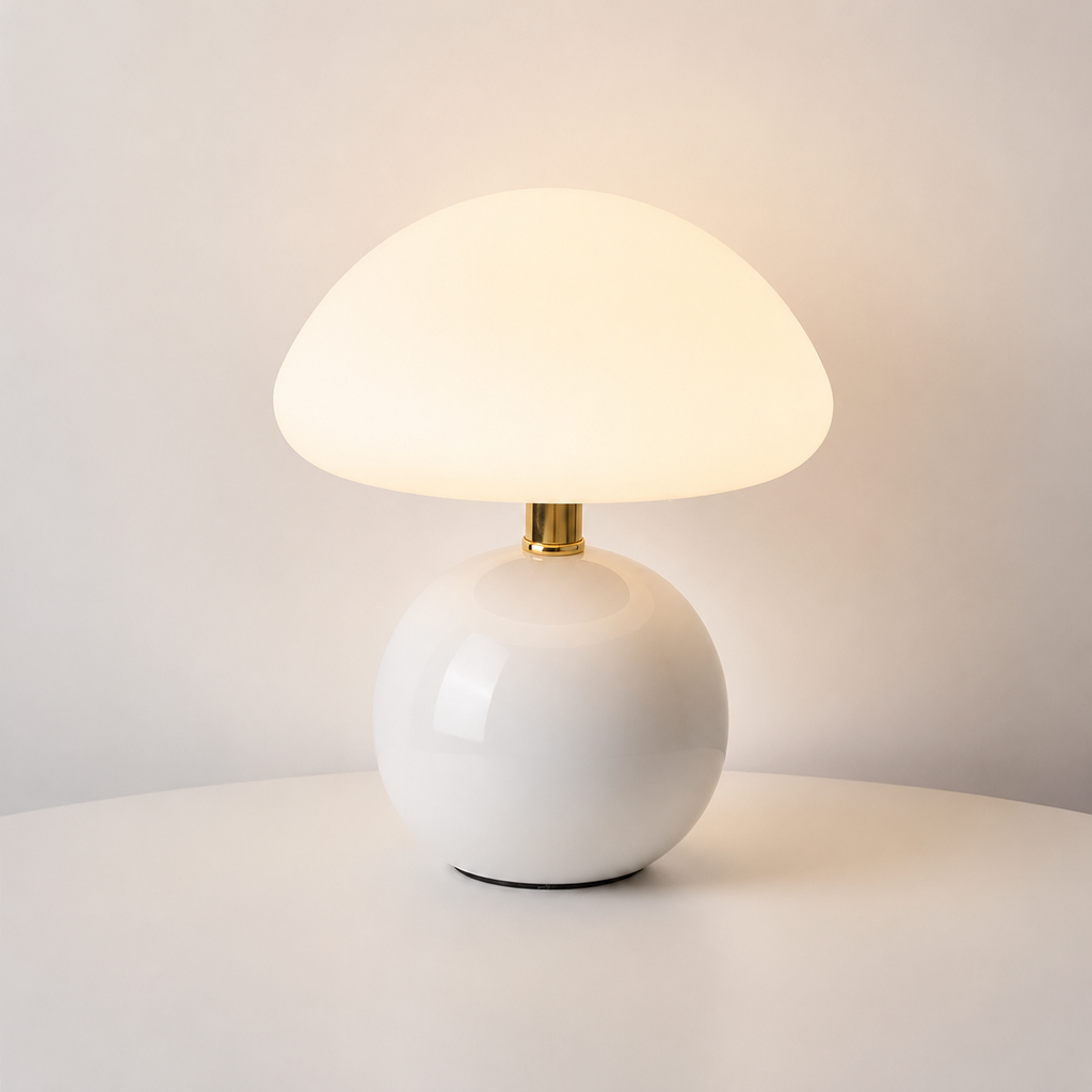 Mushroom Table Lamp with Ceramic Base