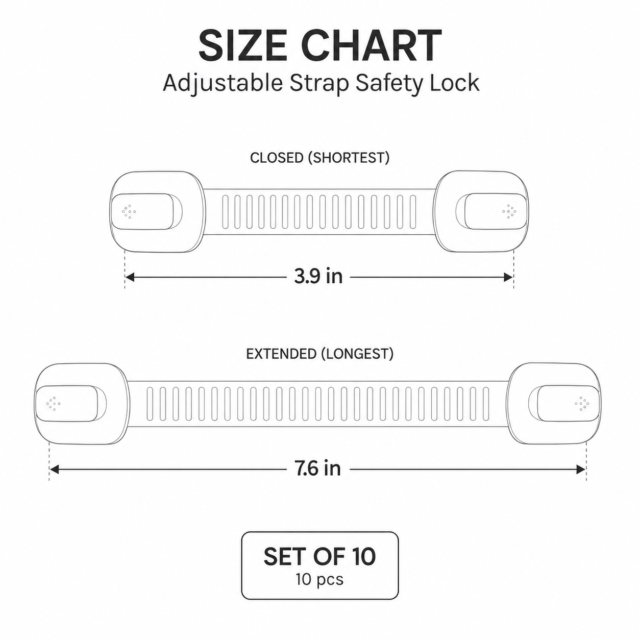 10-Pack Baby Proof Cabinet Locks with Adhesive Straps