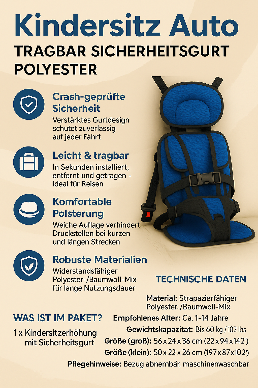 Kids Car Booster Seat Portable Travel Safety Belt for Secure Journeys - Image 3