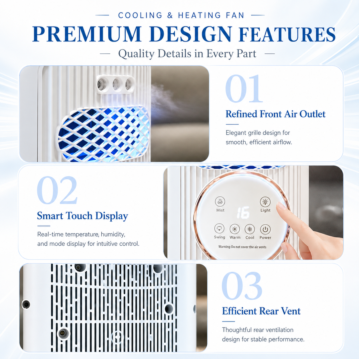 Cold, Warm Air Conditioning Fan 4-in-1 Portable Air Cooler, Heater, Humidifier & Blower