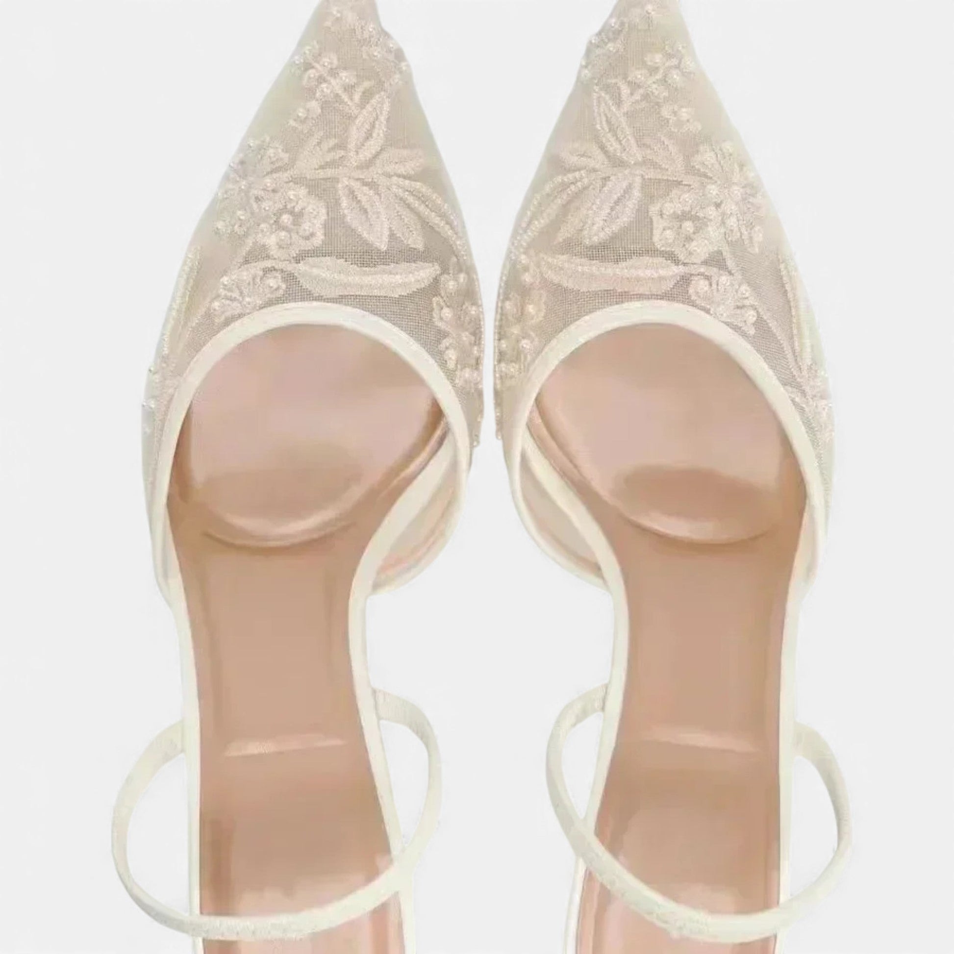 Women’s Statement Airy Embroidered Flower Mesh Sophisticated Heels