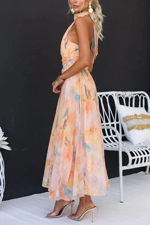 Women's Summer Artistic Watercolour Maxi Dress