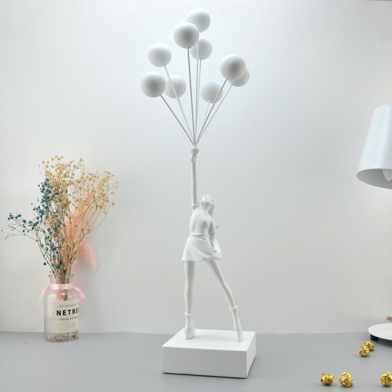 Minimalist Girl with Balloon Home Decor Statue