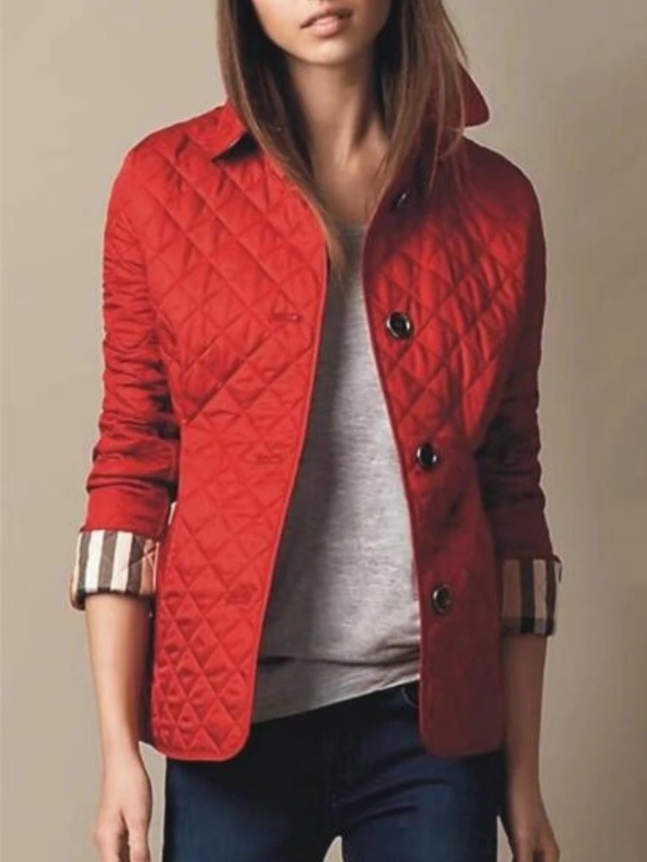 Women’s Winter Turned-Down Collar Quilted Jacket for Cold Season