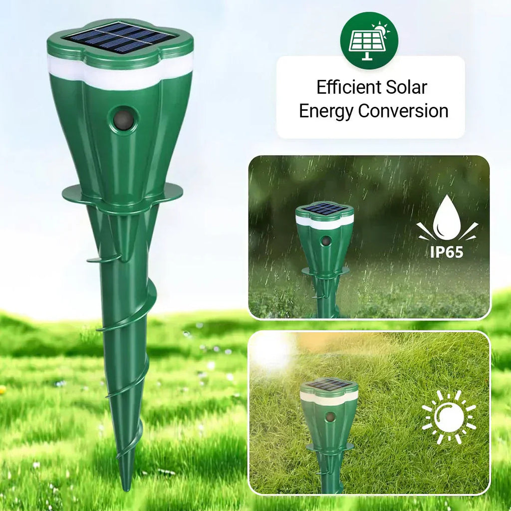 Solar Mole Repellent Stakes Waterproof Gopher Vole Repeller Lawn - Image 2