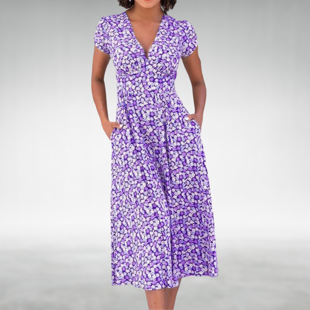 Trendy Versatile Floral Flattering Fit Summer Dress for Women