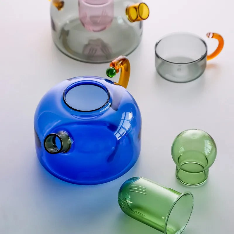 Modern Clear Tokyo Glass Teapot with Matching Cup