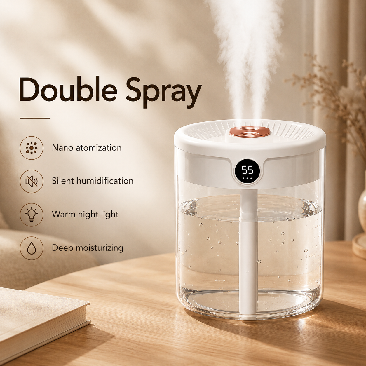 Ultrasonic Cool Mist Air Humidifier with Whisper Quiet Operation