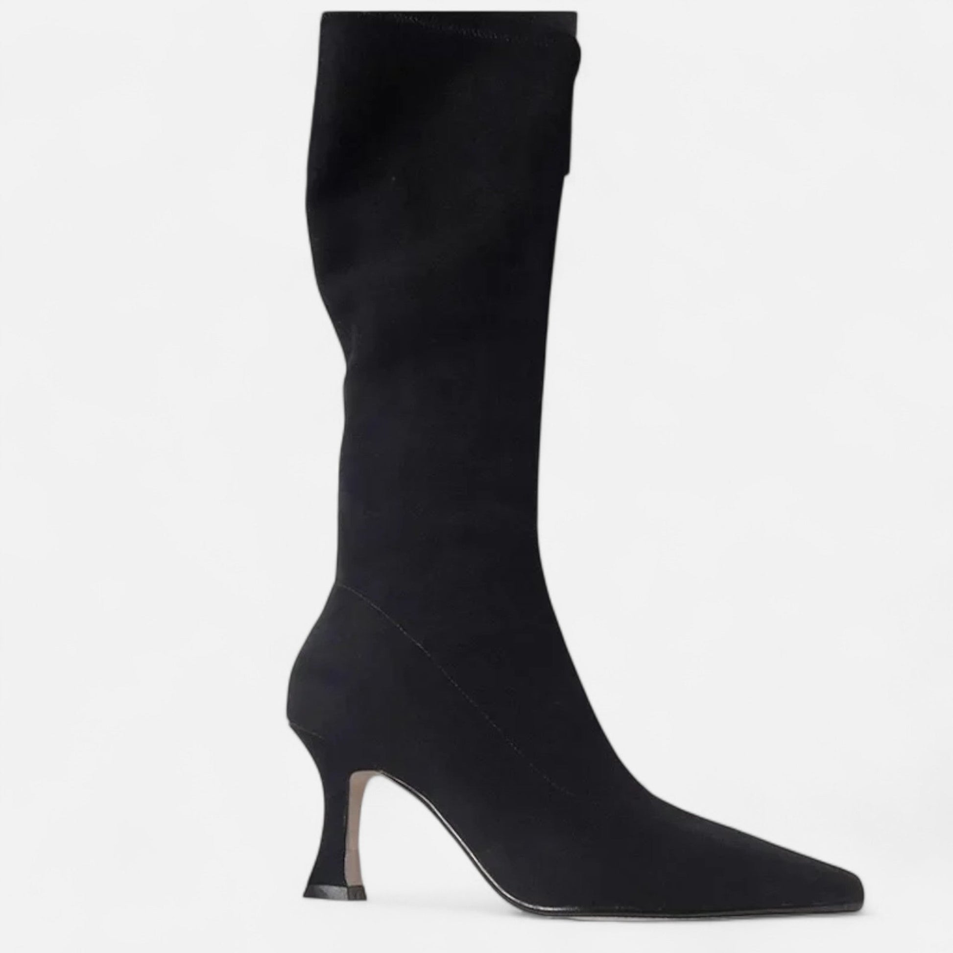 Women’s Sleek Suede Thigh-High Heeled Boots with Pointed Toe