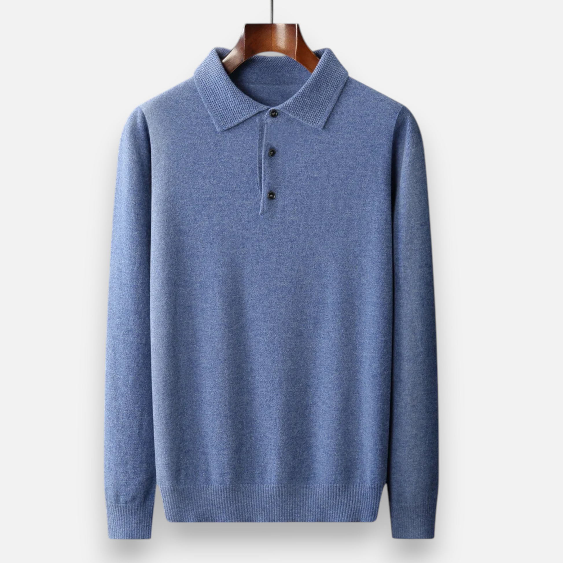 Men’s Casual Button Merino Wool Polo-Collar Sweater