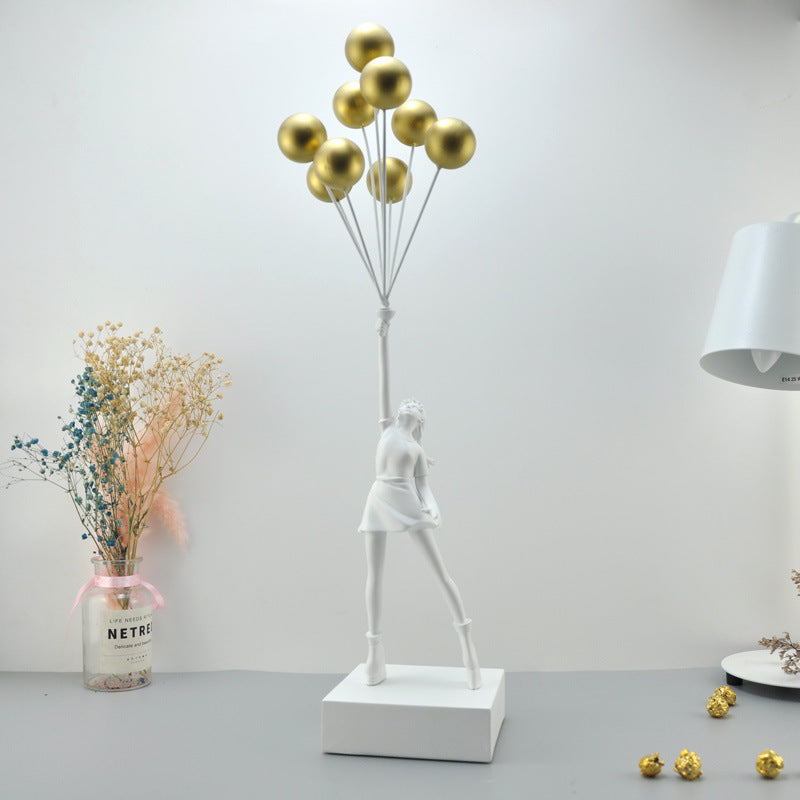 Minimalist Girl with Balloon Home Decor Statue