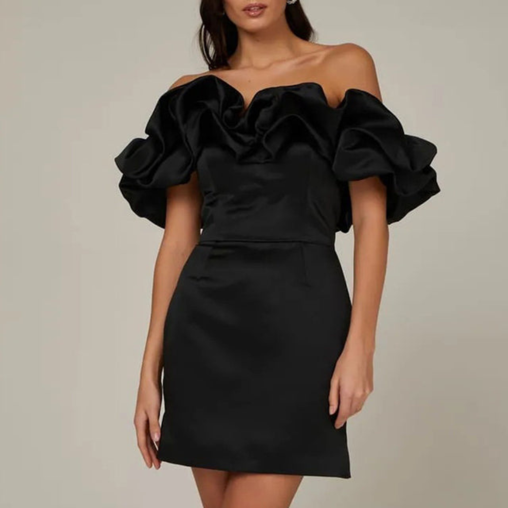 Ruffle Mini Length Evening Wedding Guest Dress for Women