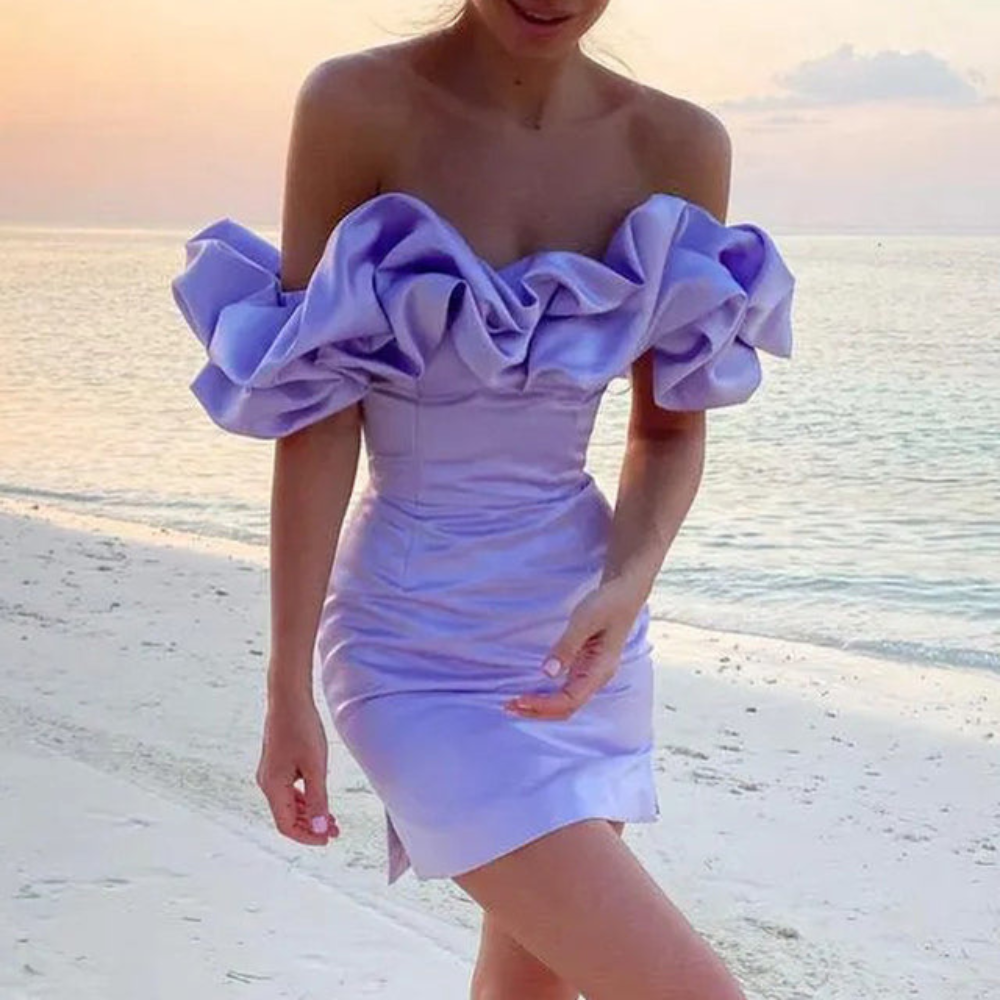 Ruffle Mini Length Evening Wedding Guest Dress for Women