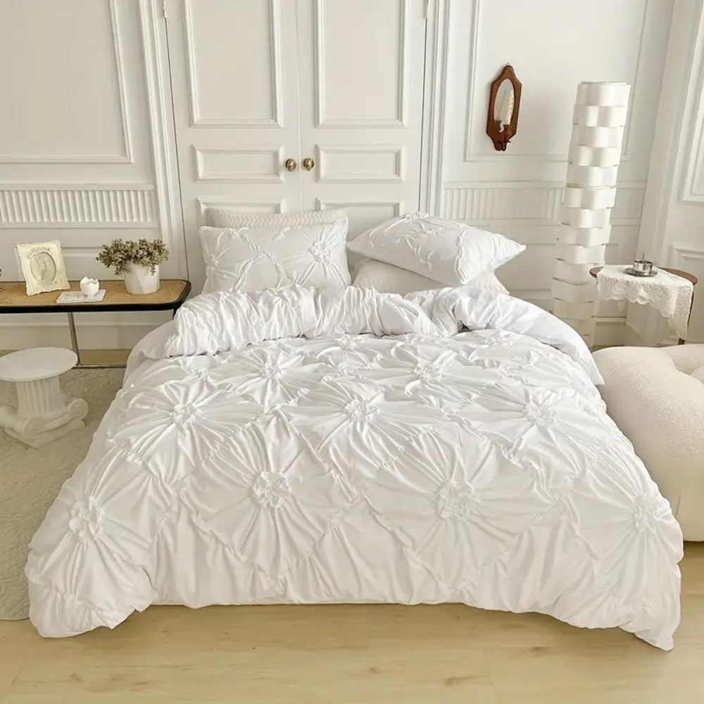 Bedroom Elegant Duvet Cover Set | Ruffle Flower Design - Image 2